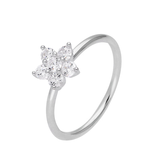 Sterling Silber & CZ Kristall Blumenring