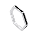 Sterlingsilber & schwarzer Emaille Sechseck Ring