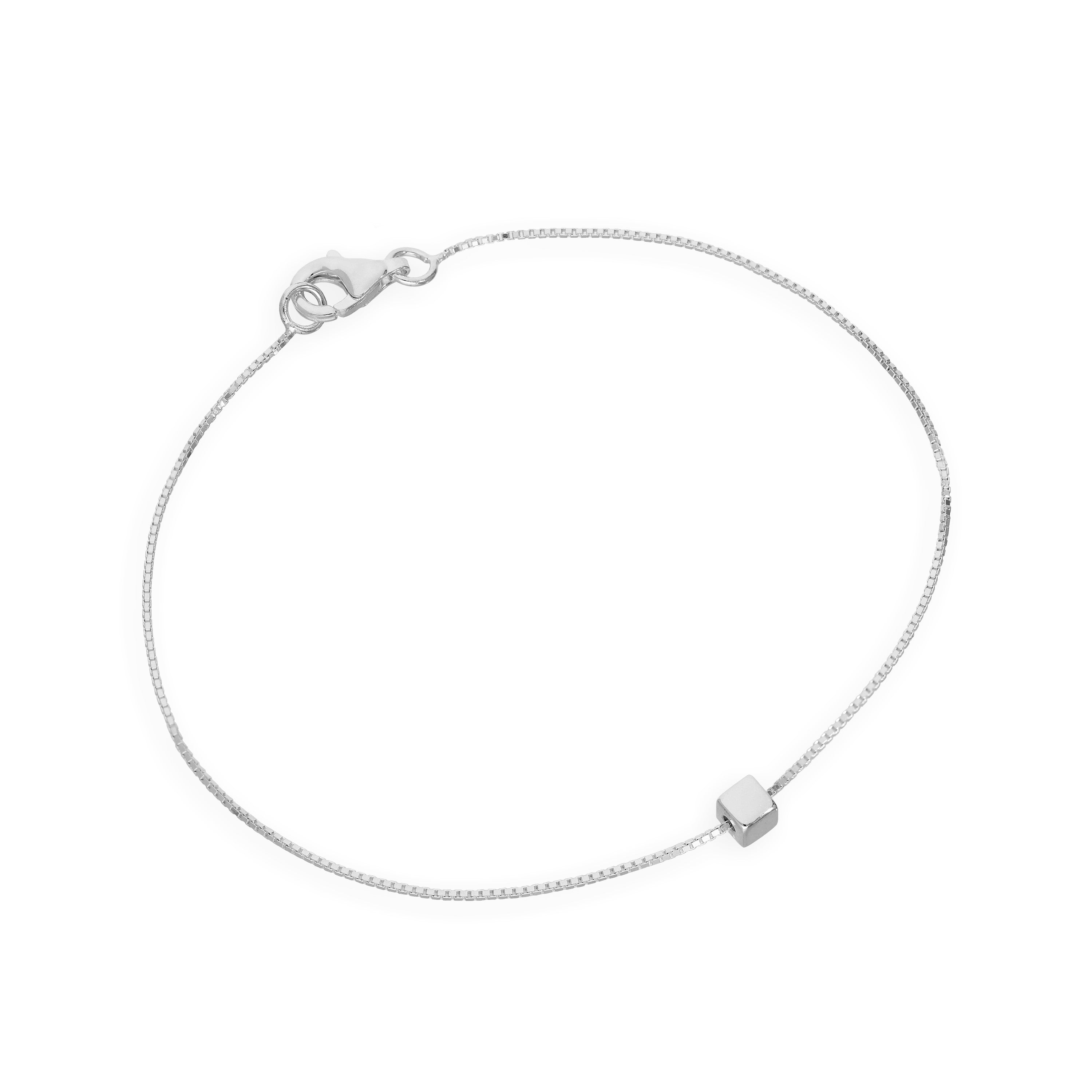 Sterlingsilber 18 cm Kastenkette Armband mir Auffädel Würfel