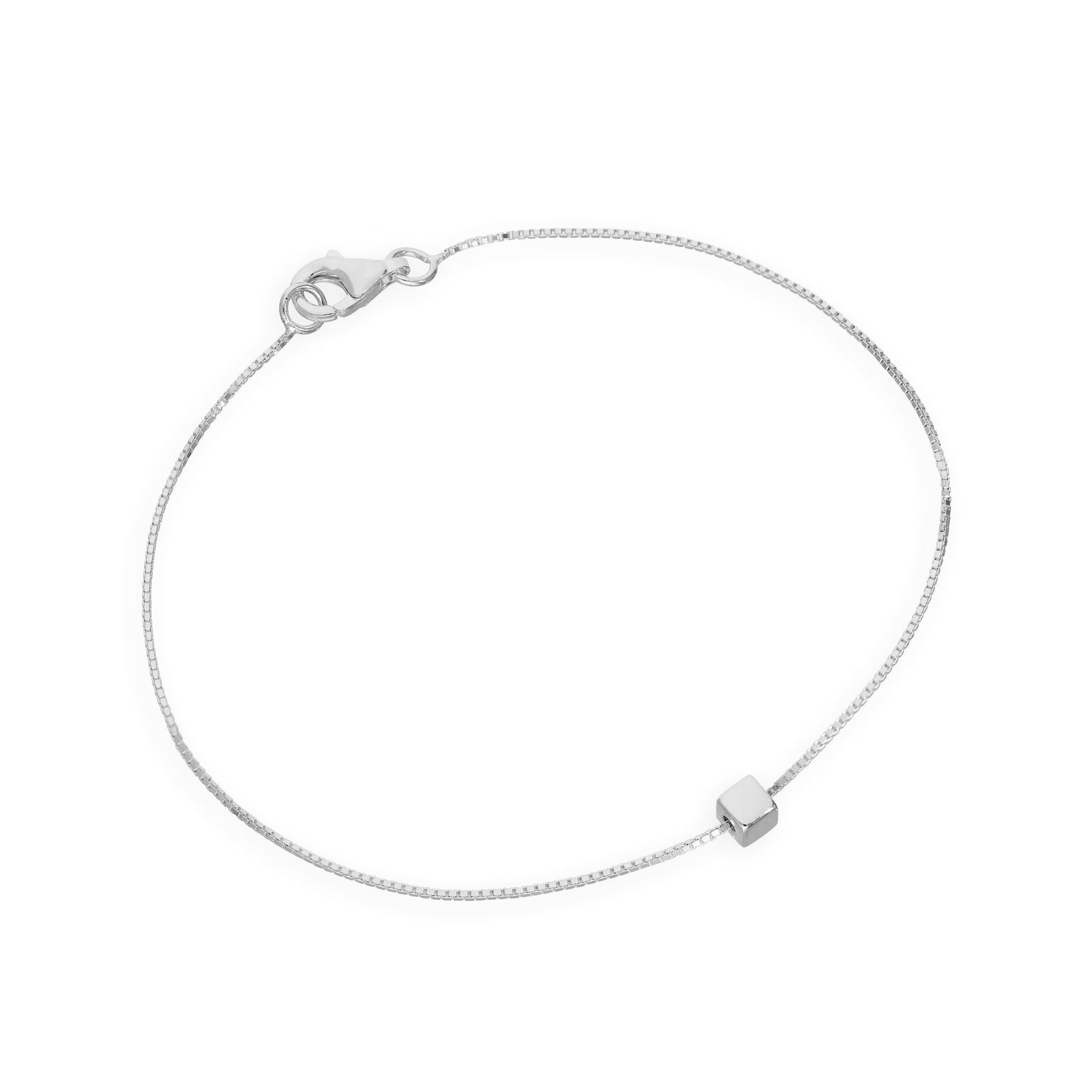Sterlingsilber 18cm Kastenkette Armband mir Auffädel Würfel