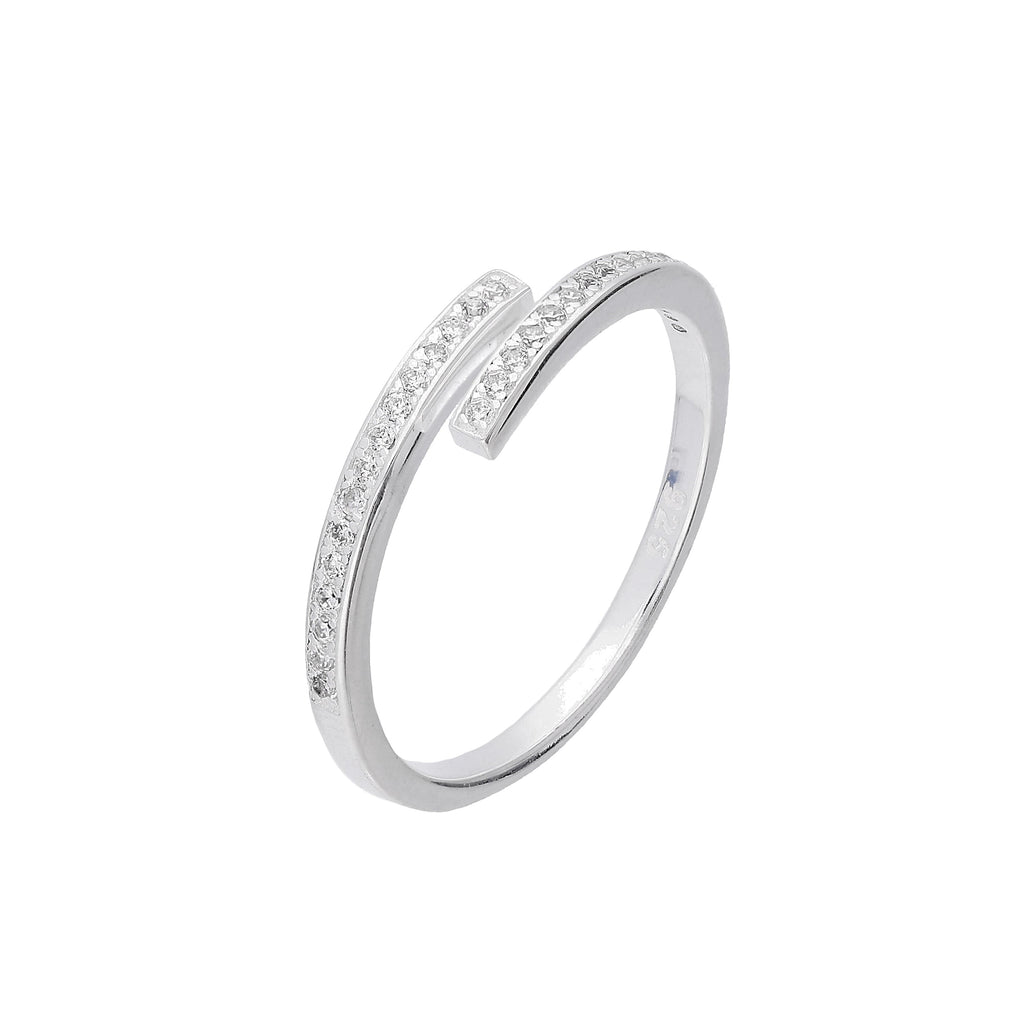 Sterlingsilber & Klar CZ Kristall Verstellbar Ring