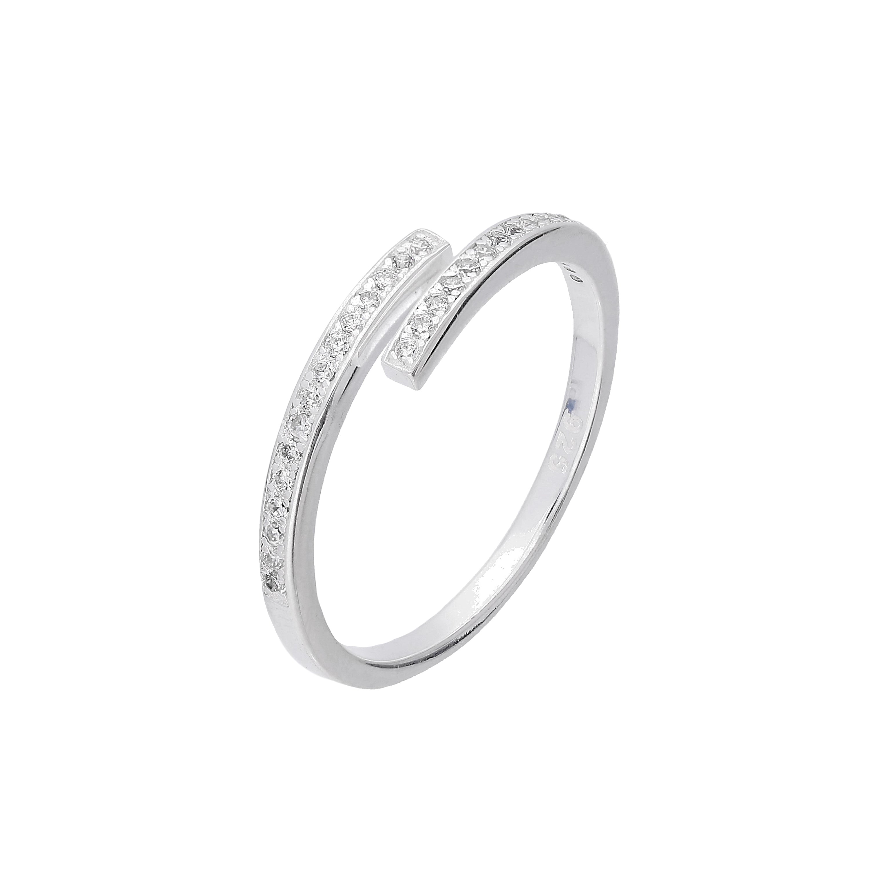 Sterlingsilber & Klar CZ Kristall Verstellbar Ring