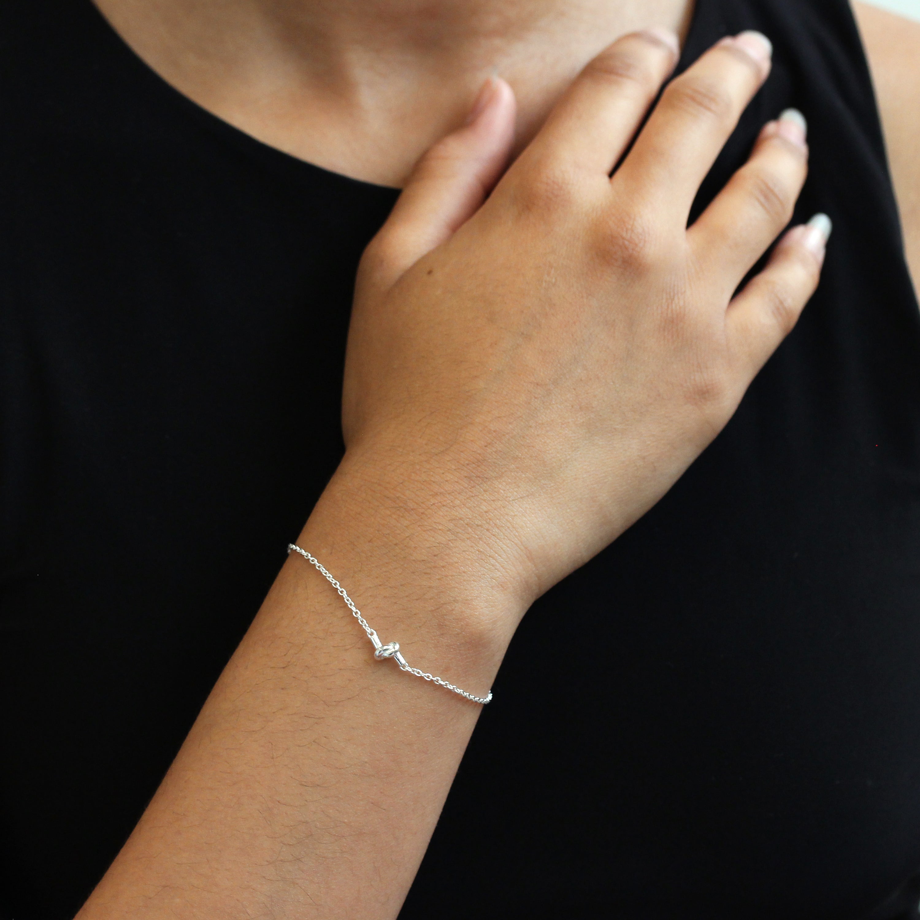 Sterlingsilber Gedreht Knoten 15 cm Armband mit 2,5 cm Verlängerung