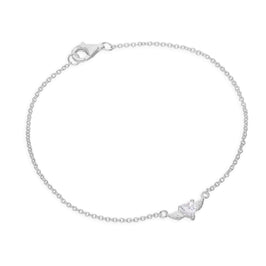 Sterlingsilber & Klar CZ Kristall Herz auf Flügeln 18 cm Armband