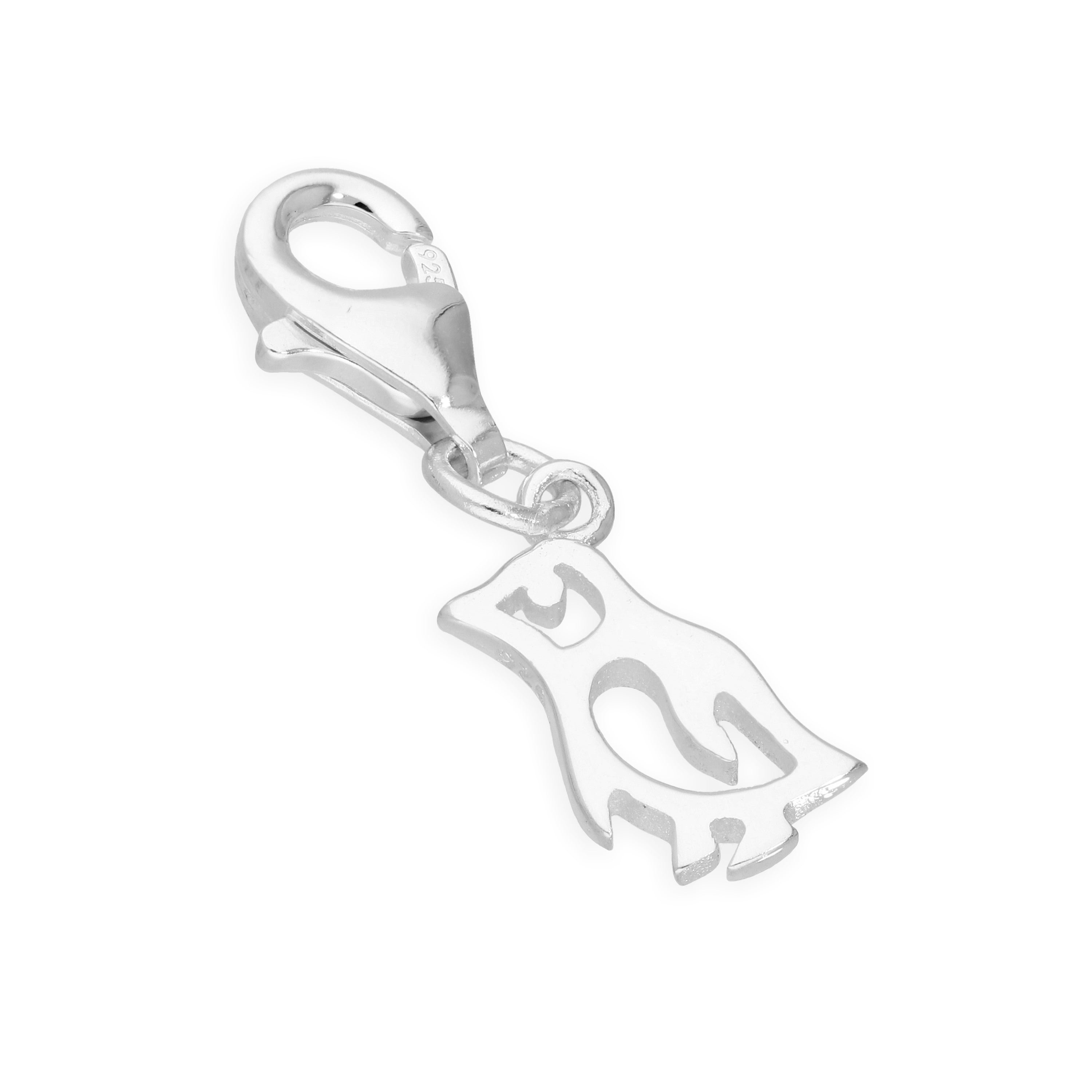 Sterlingsilber Pinguin Anhänger zum Anklipsen mit Ausgeschnittenen Details