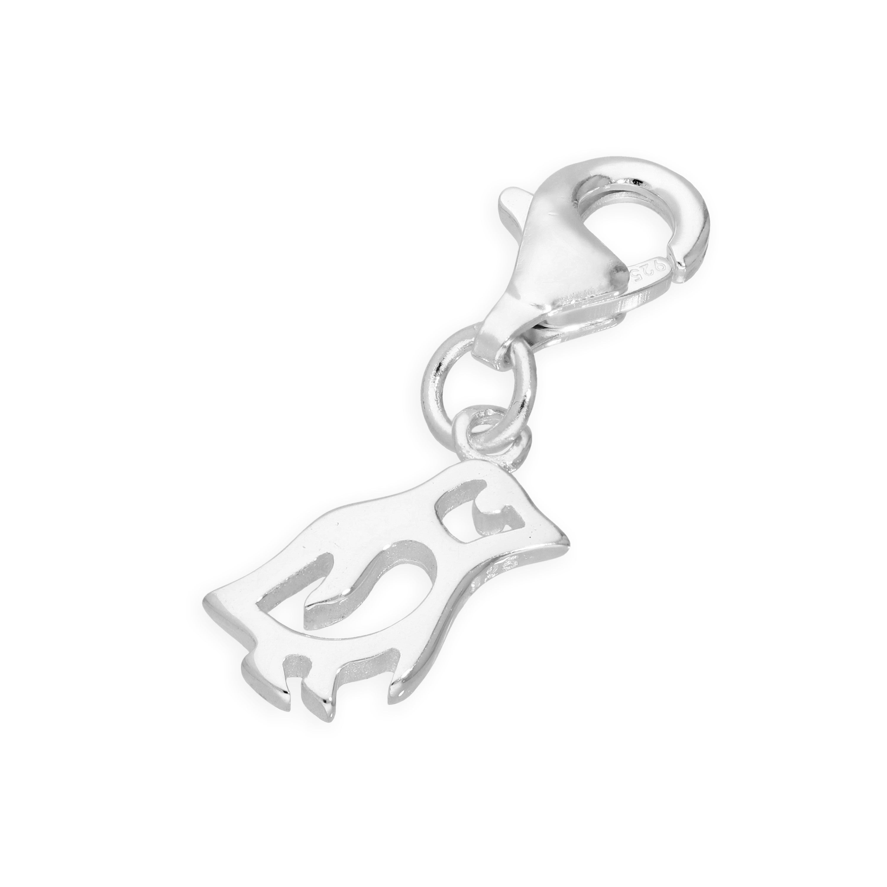 Sterlingsilber Pinguin Anhänger zum Anklipsen mit Ausgeschnittenen Details