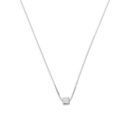 Sterlingsilber 45,5 cm Kastenkette Halskette mit Würfel Anhänger