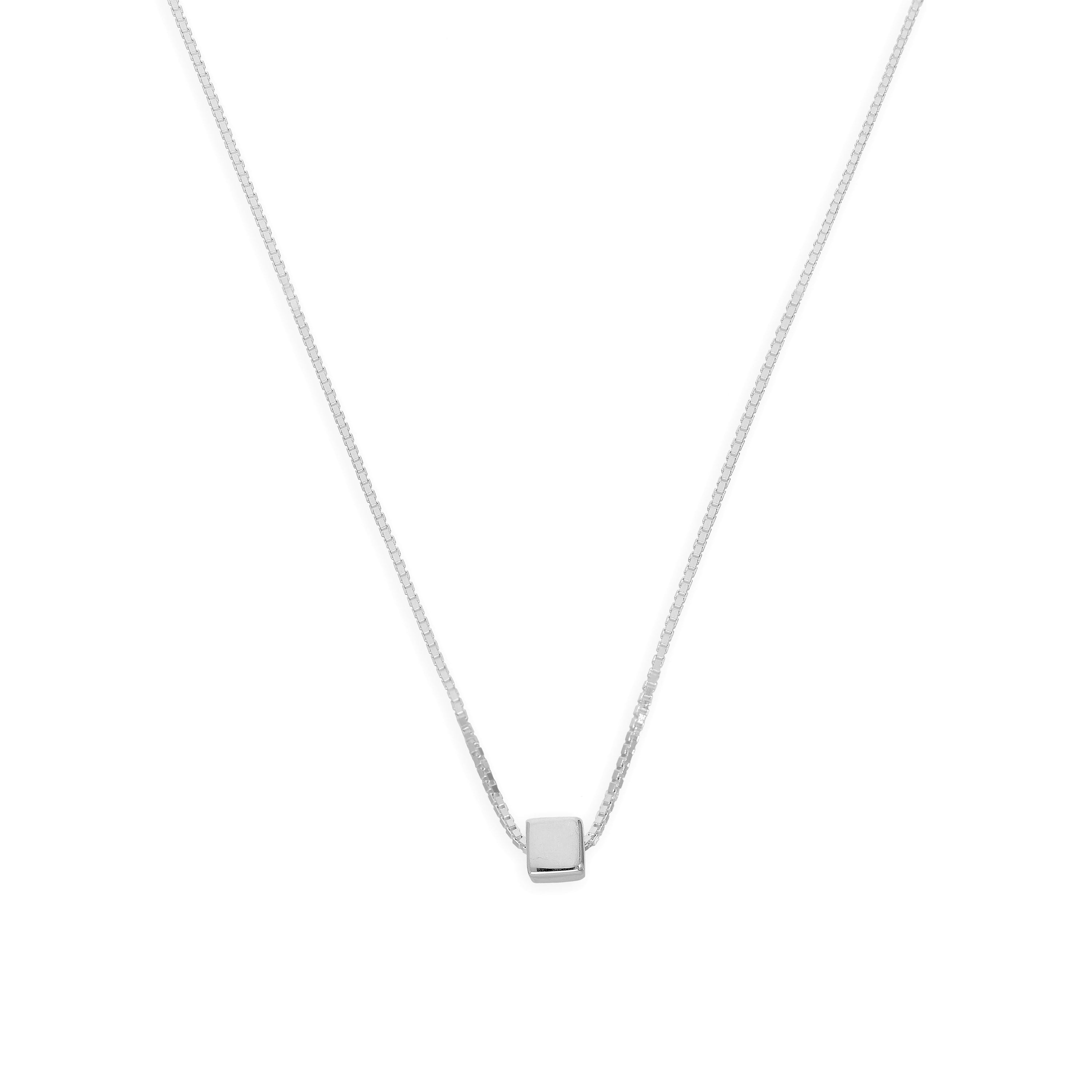 Sterlingsilber 45,5 cm Kastenkette Halskette mit Würfel Anhänger