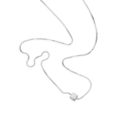 Sterlingsilber 45,5cm Kastenkette Halskette mit Würfel Anhänger