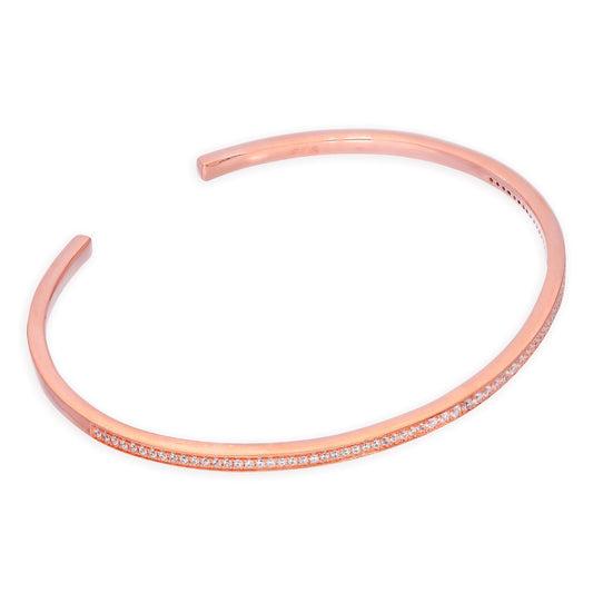 Rose Gold Plated Sterling Silver & Clear CZ Crystal Oval Maiden Teenager Armreif