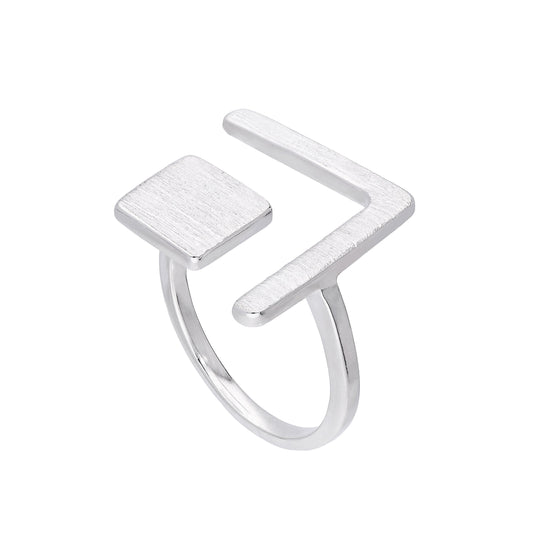 Sterlingsilber Quadrat & Winkel Verstellbar Midi Ring