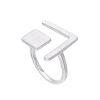 Sterlingsilber Quadrat & Winkel Verstellbar Midi Ring
