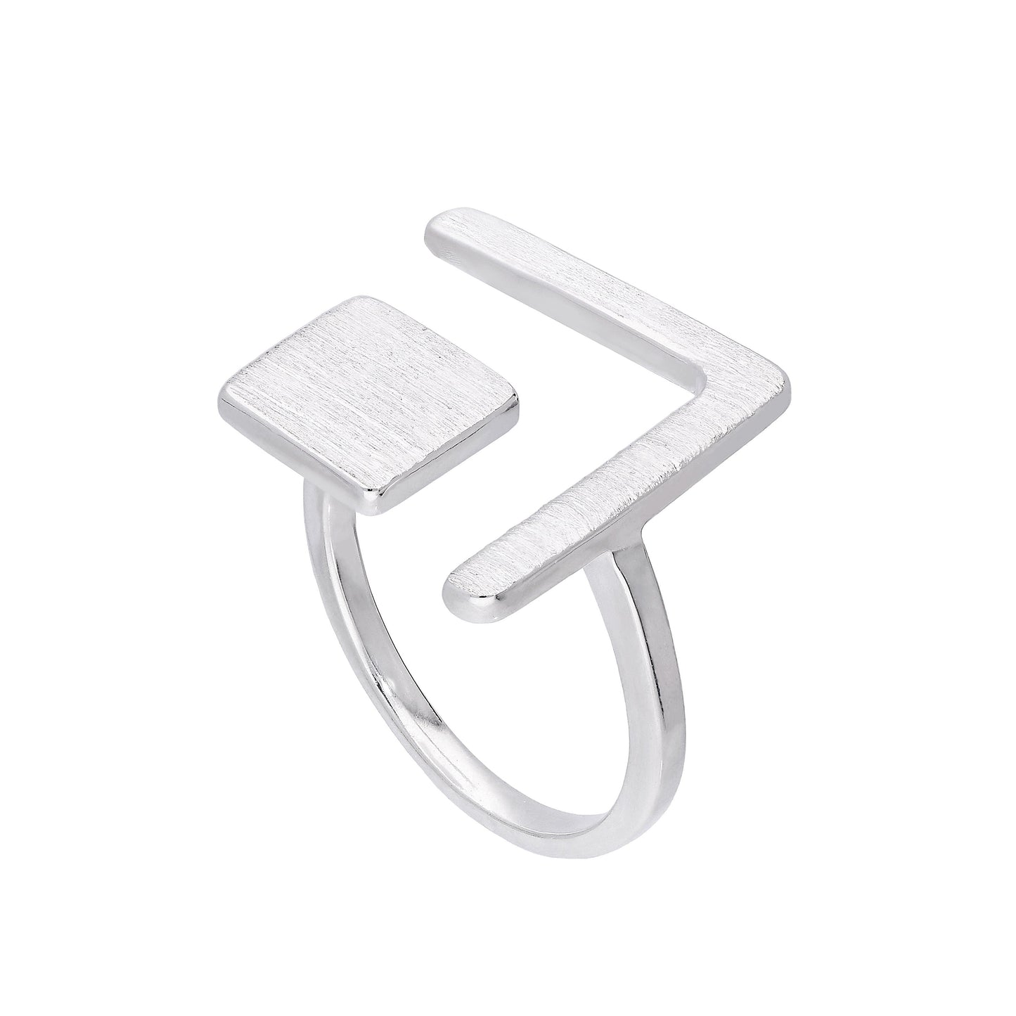 Sterlingsilber Quadrat & Winkel Verstellbar Midi Ring