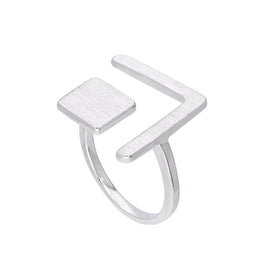 Sterlingsilber Quadrat & Winkel Verstellbar Midi Ring