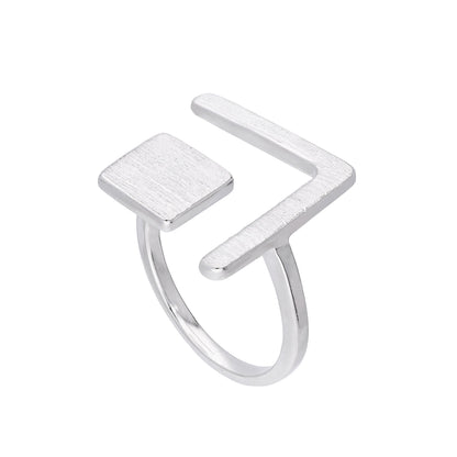 Sterlingsilber Quadrat & Winkel Verstellbar Midi Ring