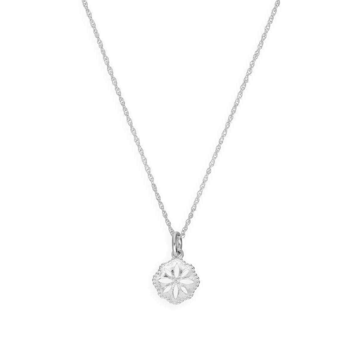 Sterlingsilber Ausgeschnitten Blume Anhänger Halskette 40,5 - 56 cm