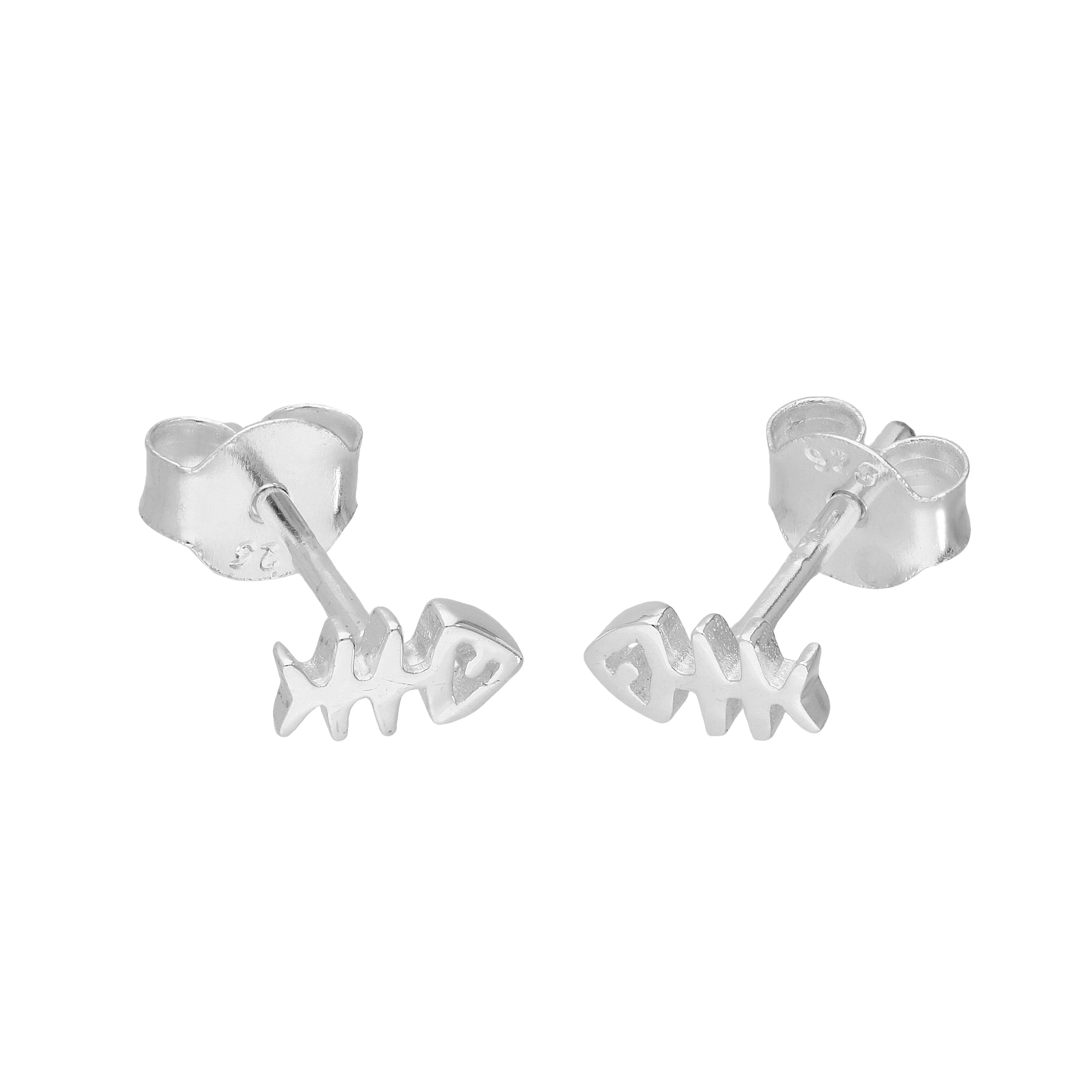 Sterlingsilber Fischgräten Ohrstecker