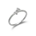 Sterlingsilber 1 mm Ring mit CZ Kristall Schleife – Größe J – W