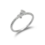 Sterlingsilber 1 mm Ring mit CZ Kristall Schleife – Größe J – W