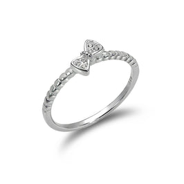 Sterlingsilber 1 mm Ring mit CZ Kristall Schleife – Größe J – W