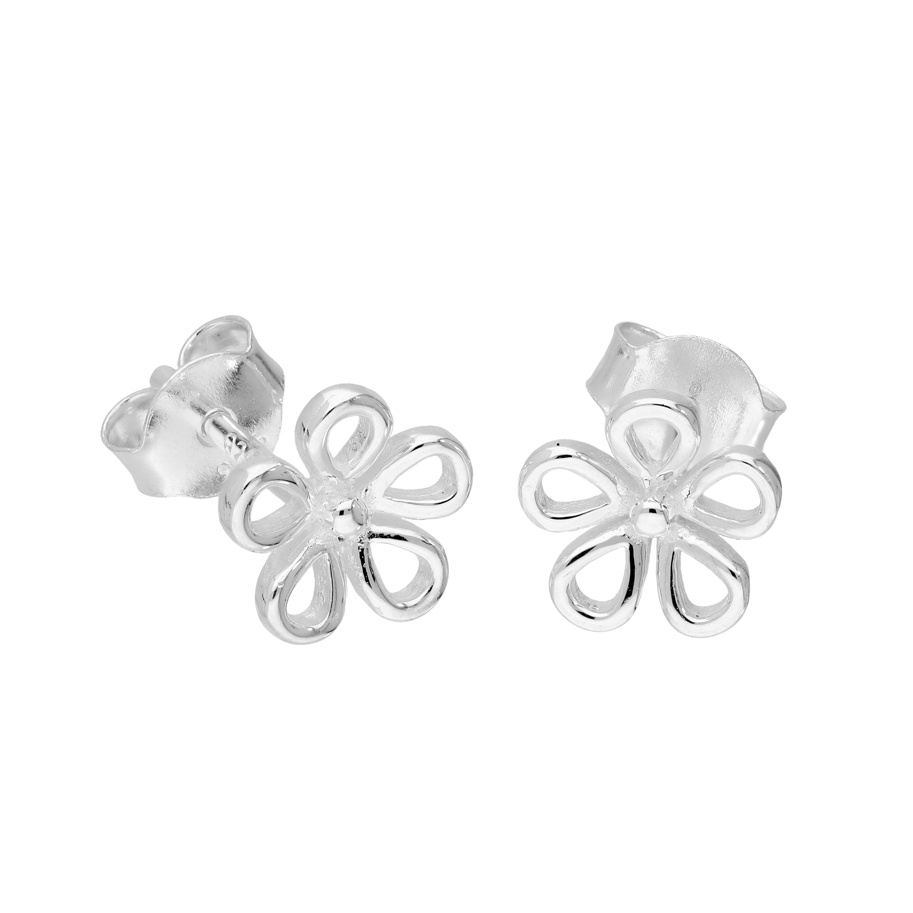 Sterlingsilber Ausgeschnitten Blume Ohrstecker