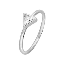 Sterlingsilber & klarer CZ-Kristall Dreieck Ring Größe J - W