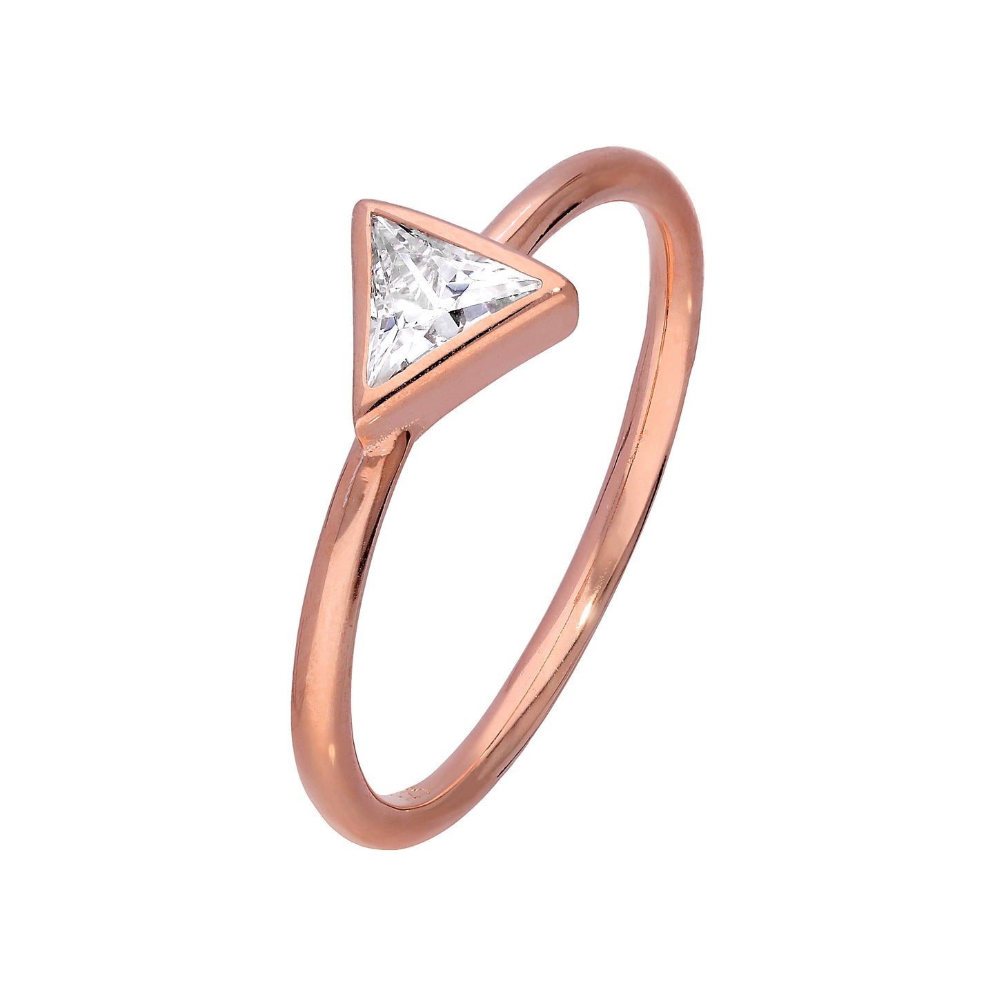 Roségold plattiertes Sterling Silber & CZ-Kristall Dreieck Ring Größe J - W