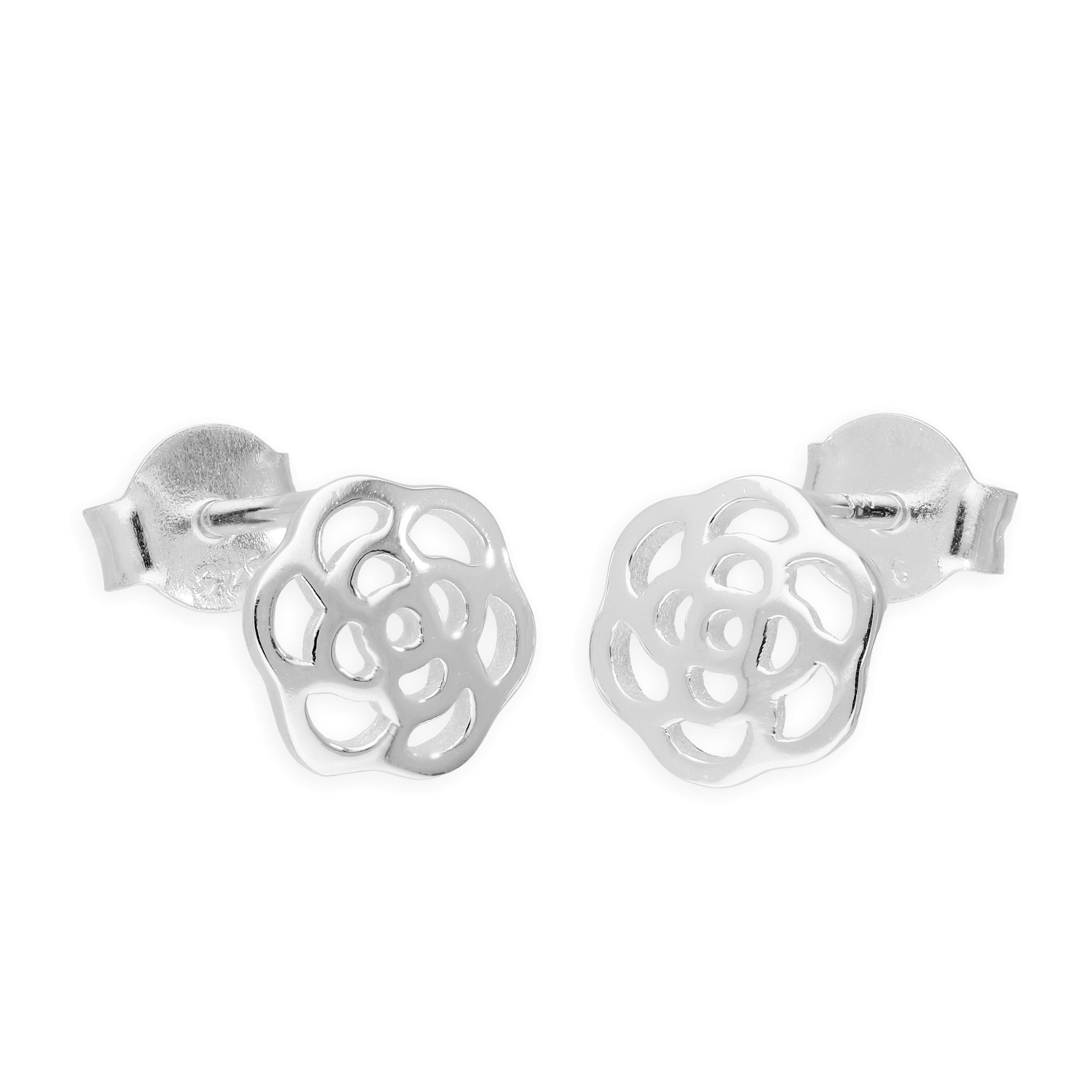 Sterlingsilber Ausgeschnitten Rose Ohrstecker
