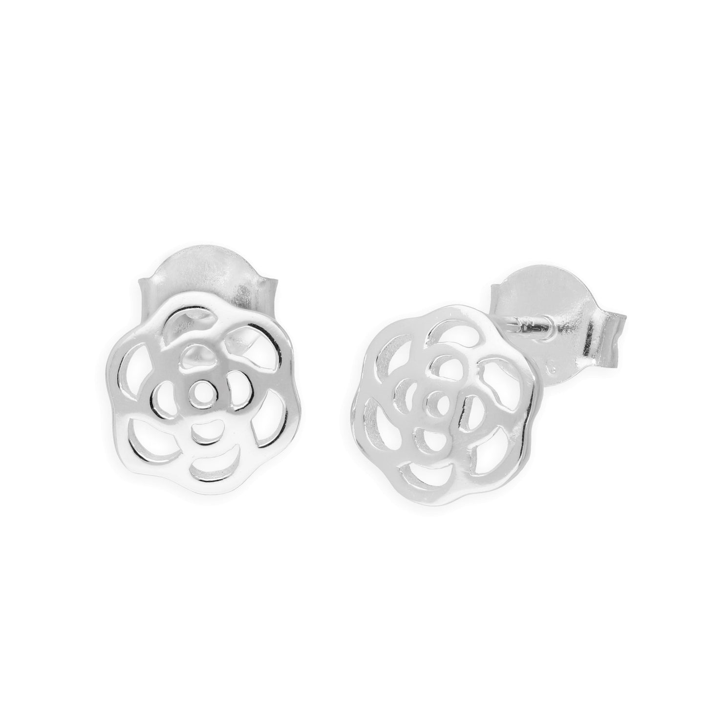 Sterlingsilber Ausgeschnitten Rose Ohrstecker