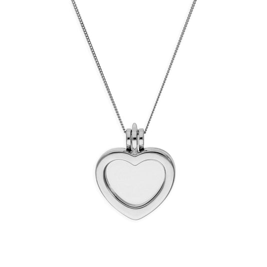 Kleine Sterling Silver Heart Floating Charm Medaillon auf Kette 16 - 22 Inches
