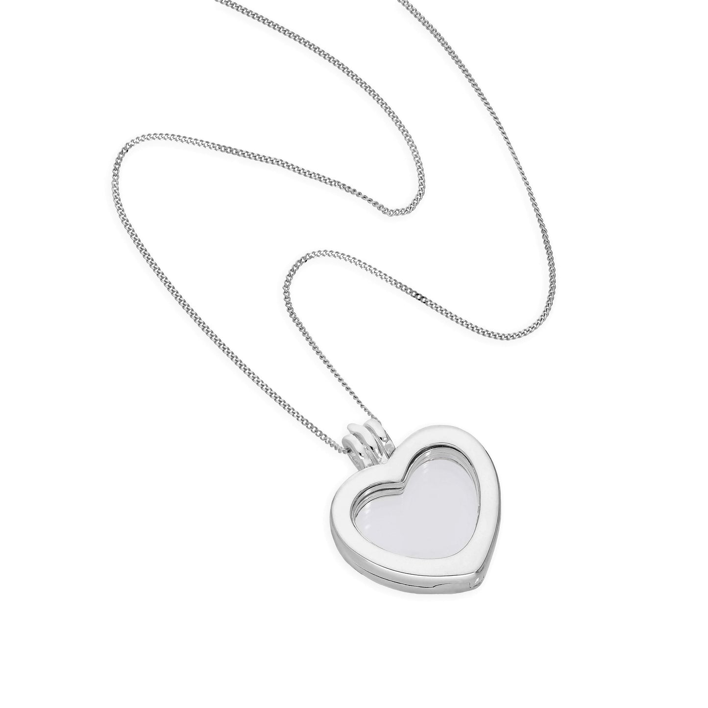 Kleine Sterling Silver Heart Floating Charm Medaillon auf Kette 16 - 22 Inches