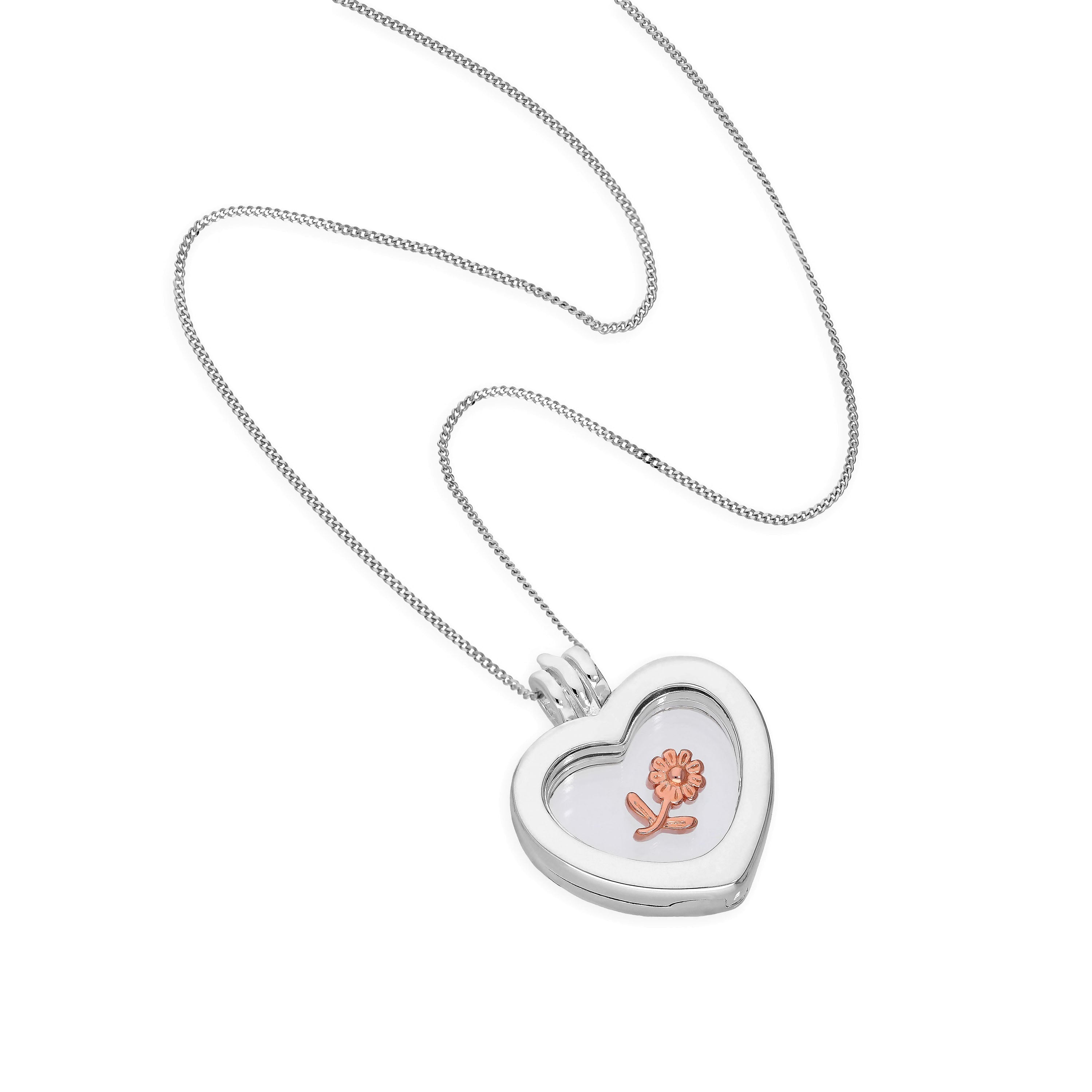 Kleine Sterlingsilber Heart Floating Charm Medaillon auf Kette 16 - 22 Inches