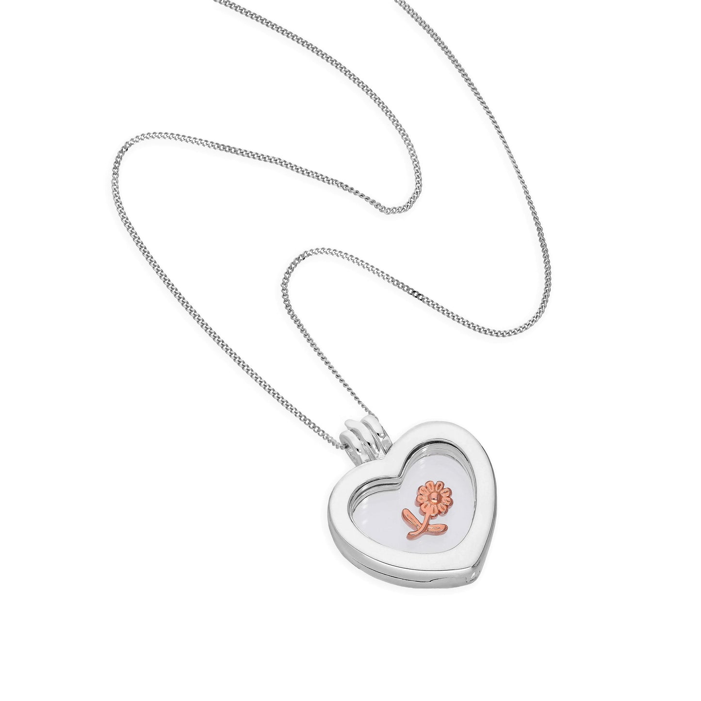 Kleine Sterling Silver Heart Floating Charm Medaillon auf Kette 16 - 22 Inches