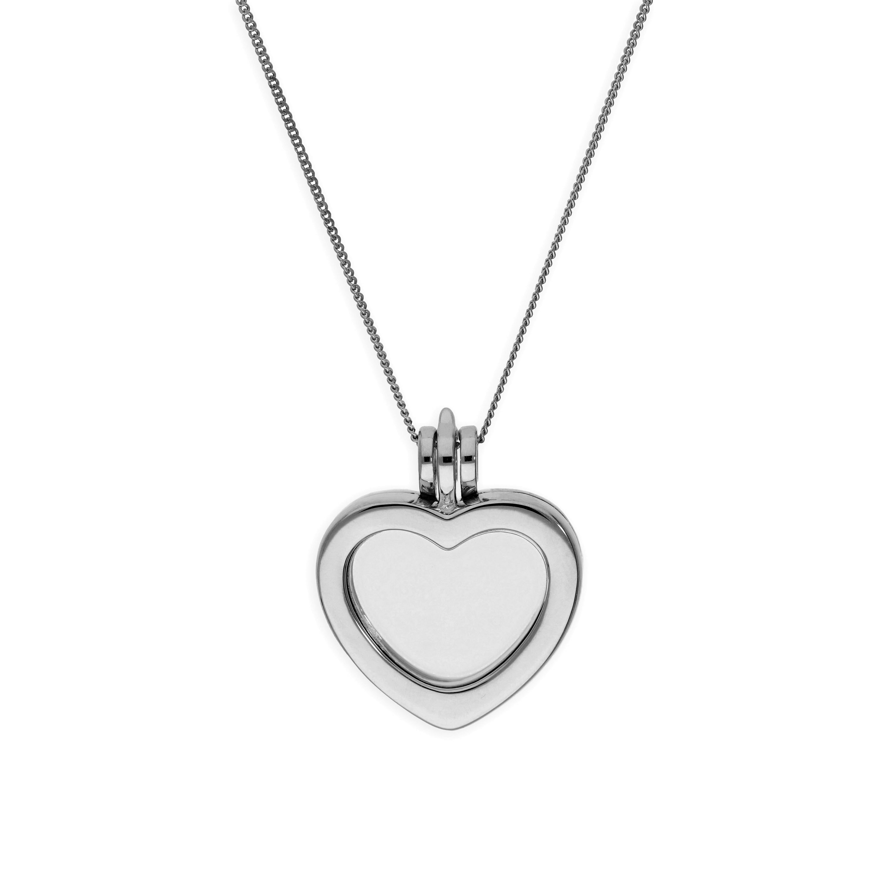 Kleine Sterlingsilber Heart Floating Charm Medaillon auf Kette 16 - 22 Inches