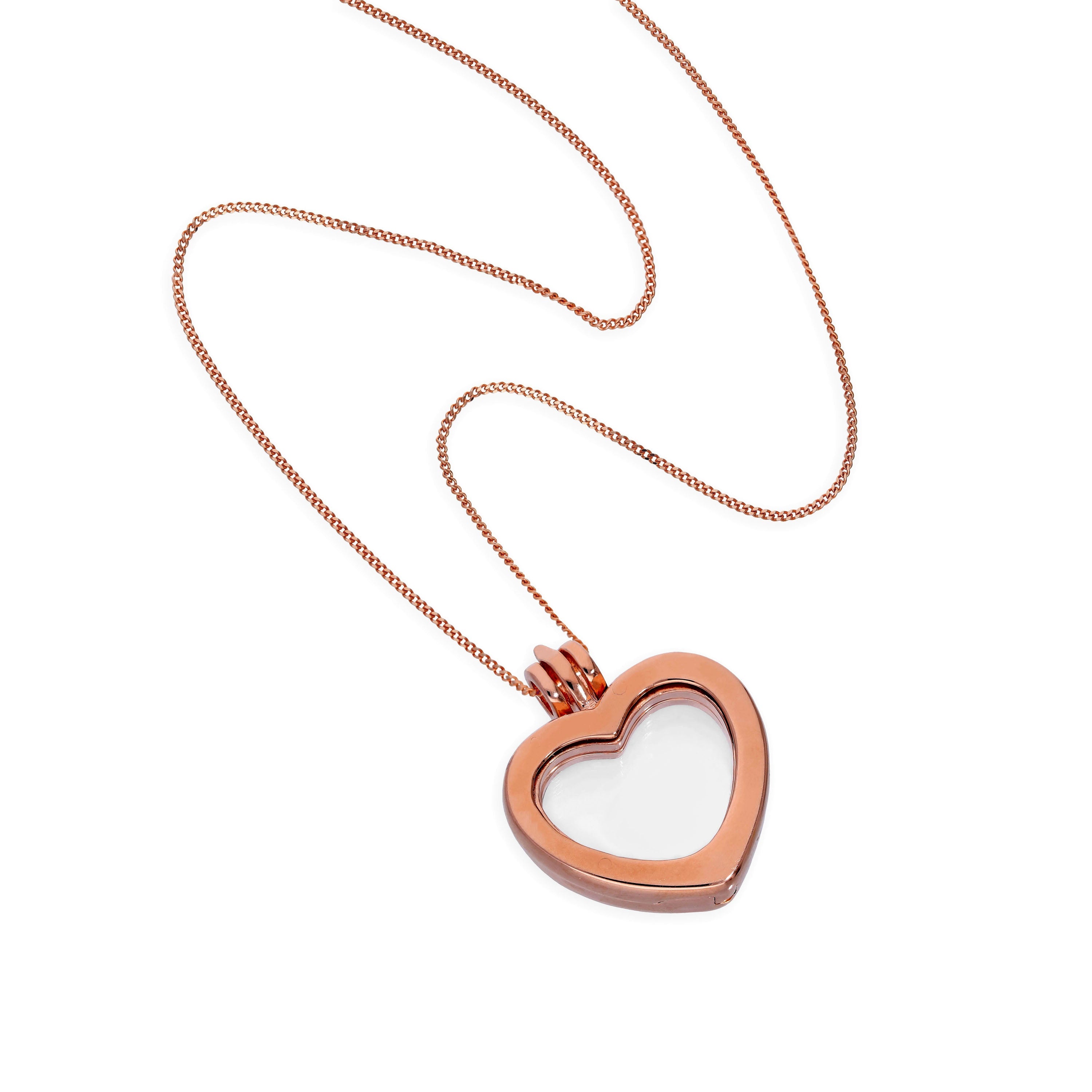 Kleiner Herzanhänger aus rosévergoldetem Sterlingsilber mit Kette, 16–22 Zoll