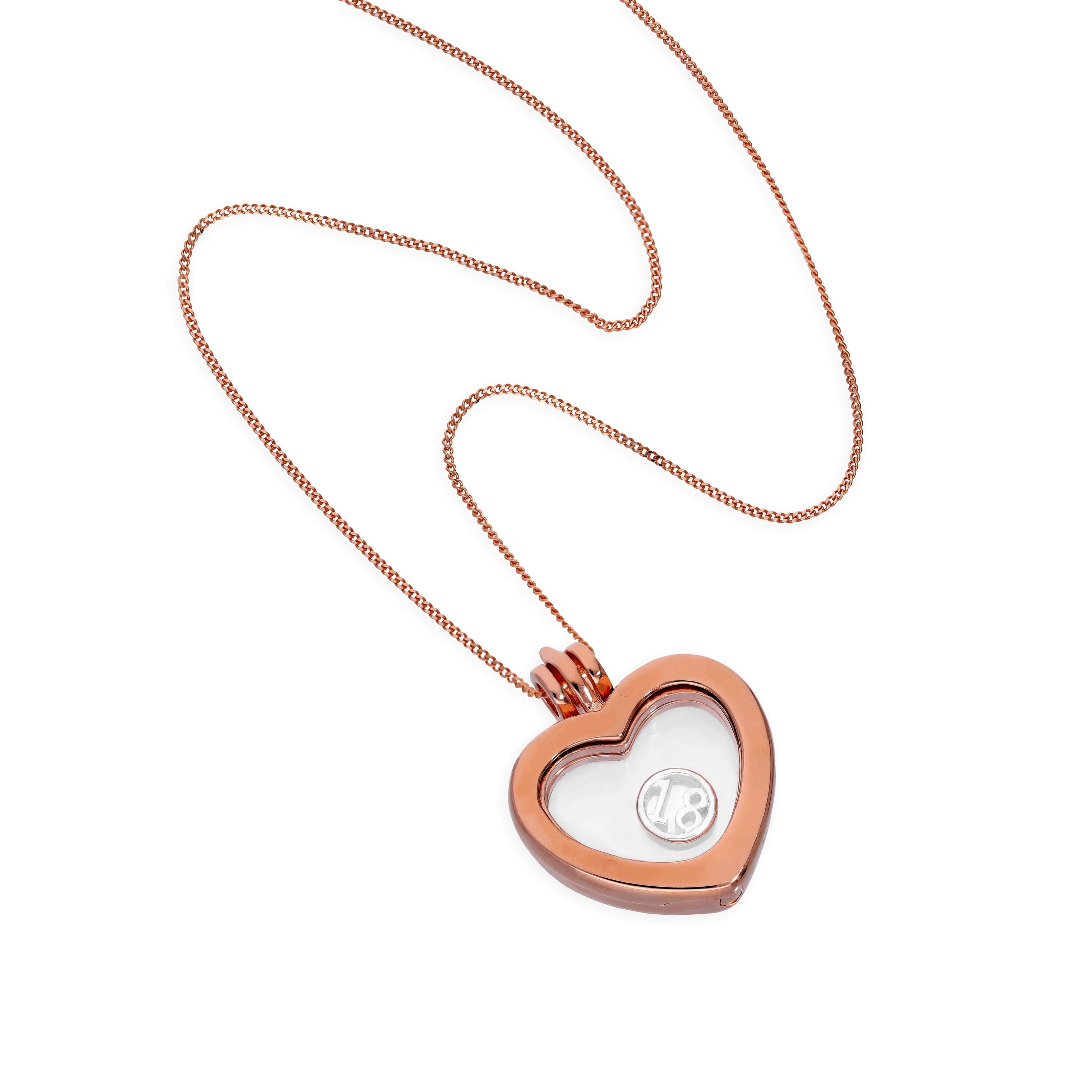 Kleiner Herzanhänger aus rosévergoldetem Sterlingsilber mit Kette, 16–22 Zoll