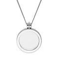 Groß Sterlingsilber Rund Schwebend Anhänger Medaillon an Kette von 40,5 bis 61 cm