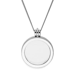 Groß Sterlingsilber Rund Schwebend Anhänger Medaillon an Kette von 40,5 bis 61 cm
