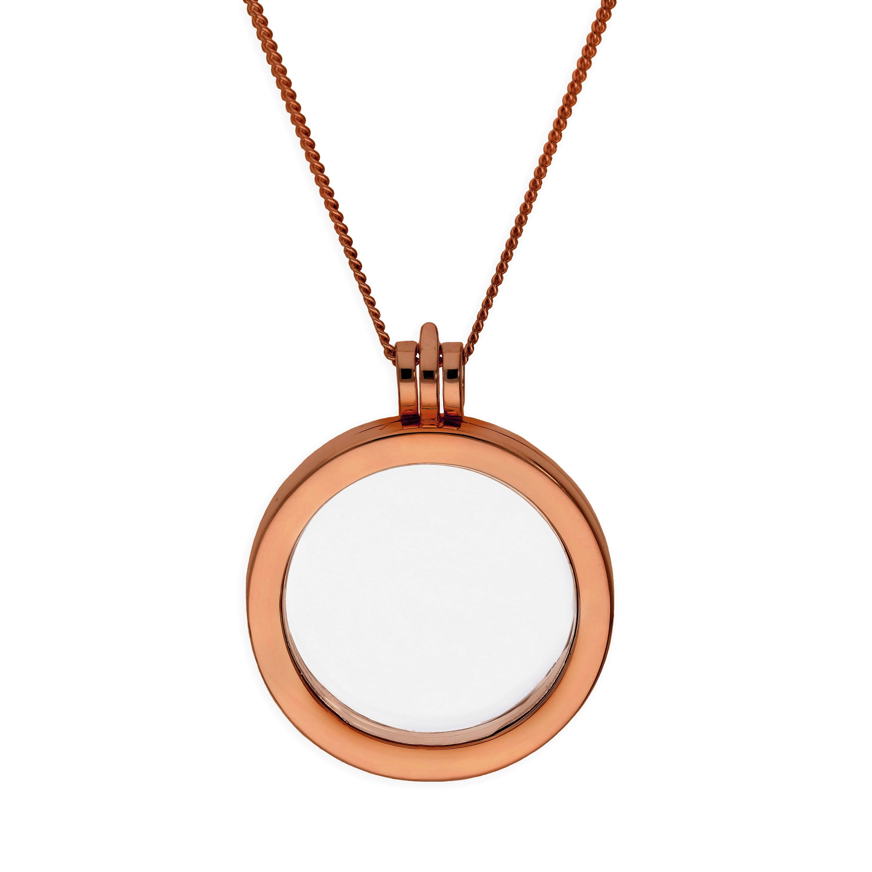 Großer runder Anhänger aus rosévergoldetem Sterlingsilber mit Kette, 16–24 Zoll