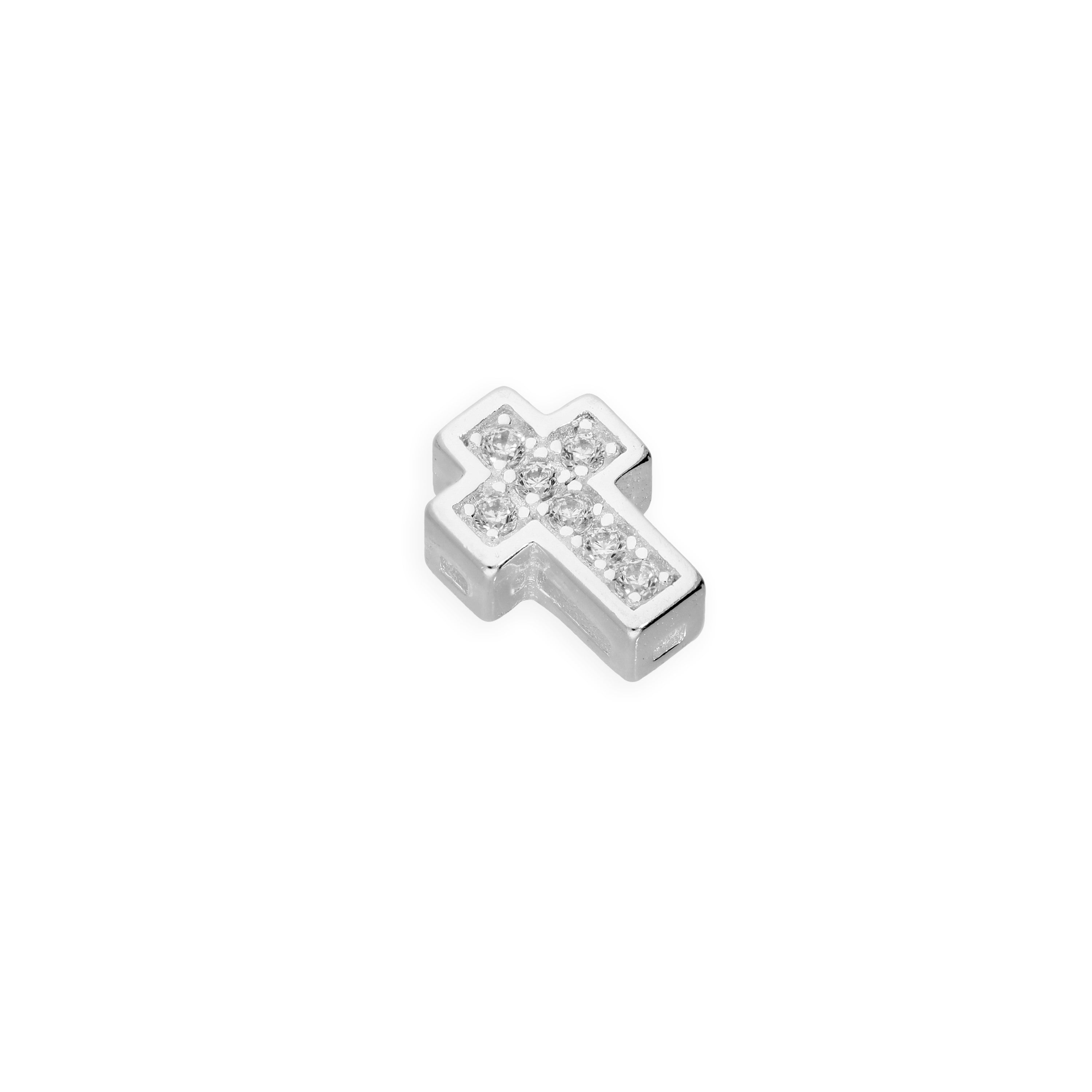 Sterlingsilber & Klar CZ Kristall Schwebend Kreuz Anhänger