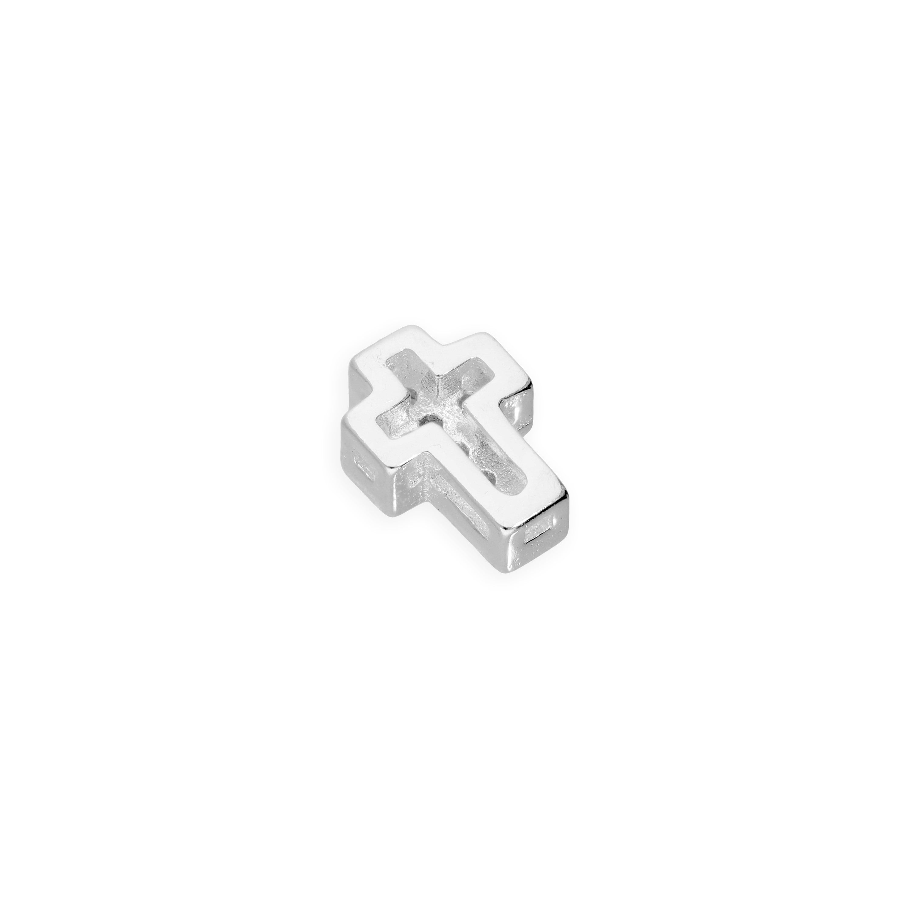 Sterlingsilber & Klar CZ Kristall Schwebend Kreuz Anhänger