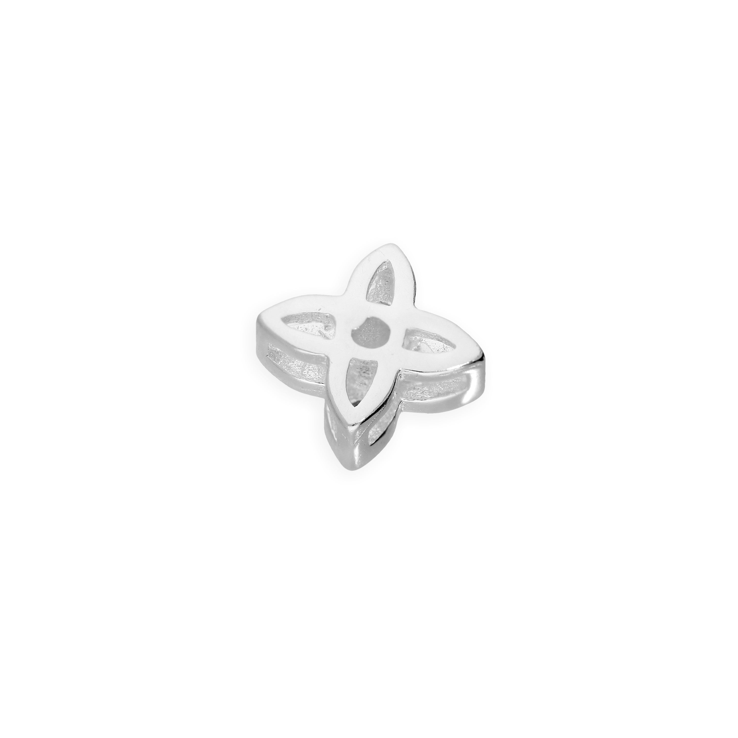 Sterlingsilber & Klar CZ Kristall Schwebend Blume Anhänger