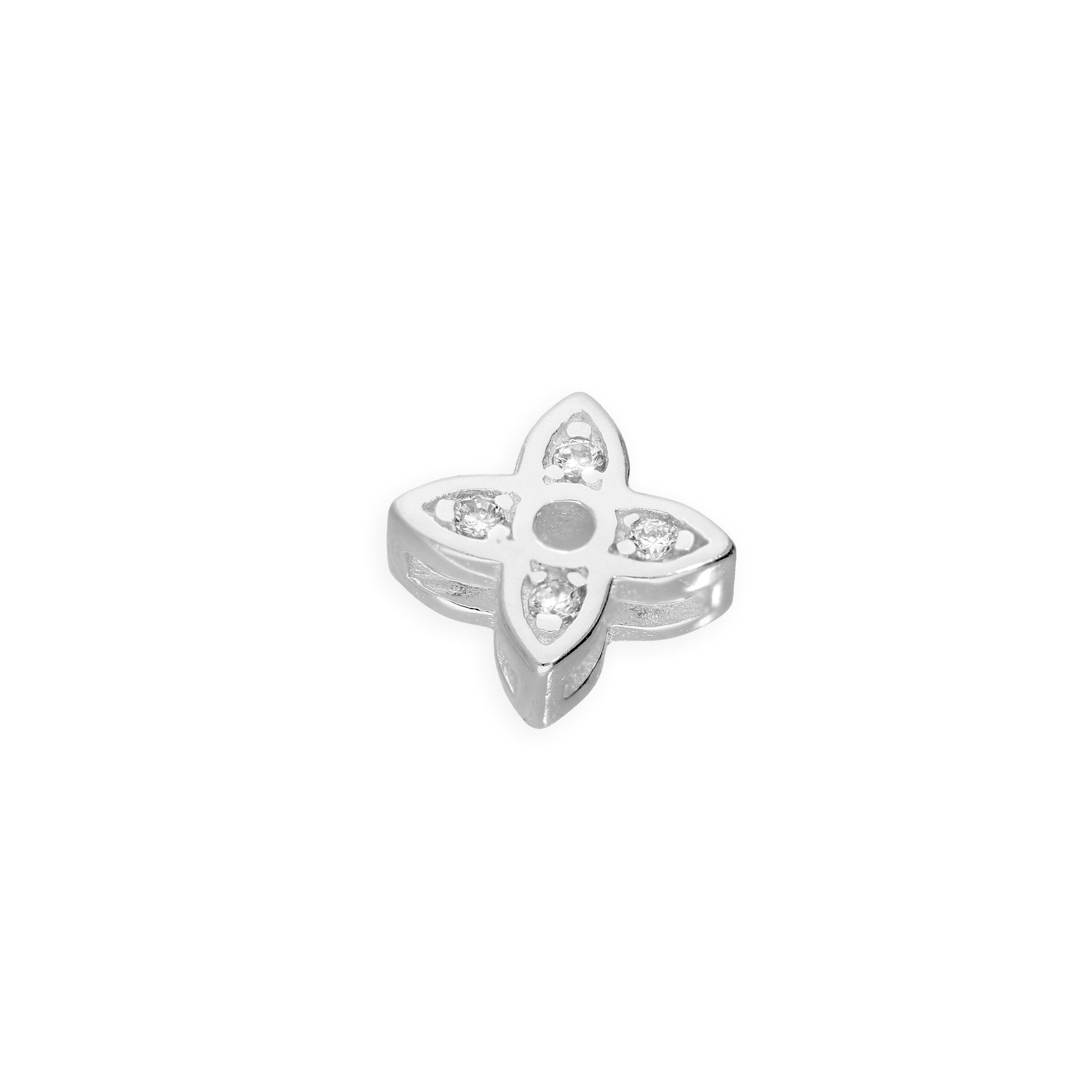 Sterlingsilber & Klar CZ Kristall Schwebend Blume Anhänger