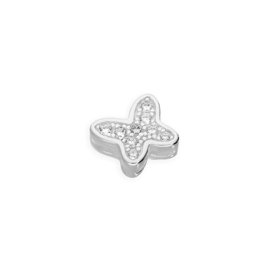 Sterlingsilber & Klar CZ Kristall Schwebend Schmetterling Anhänger