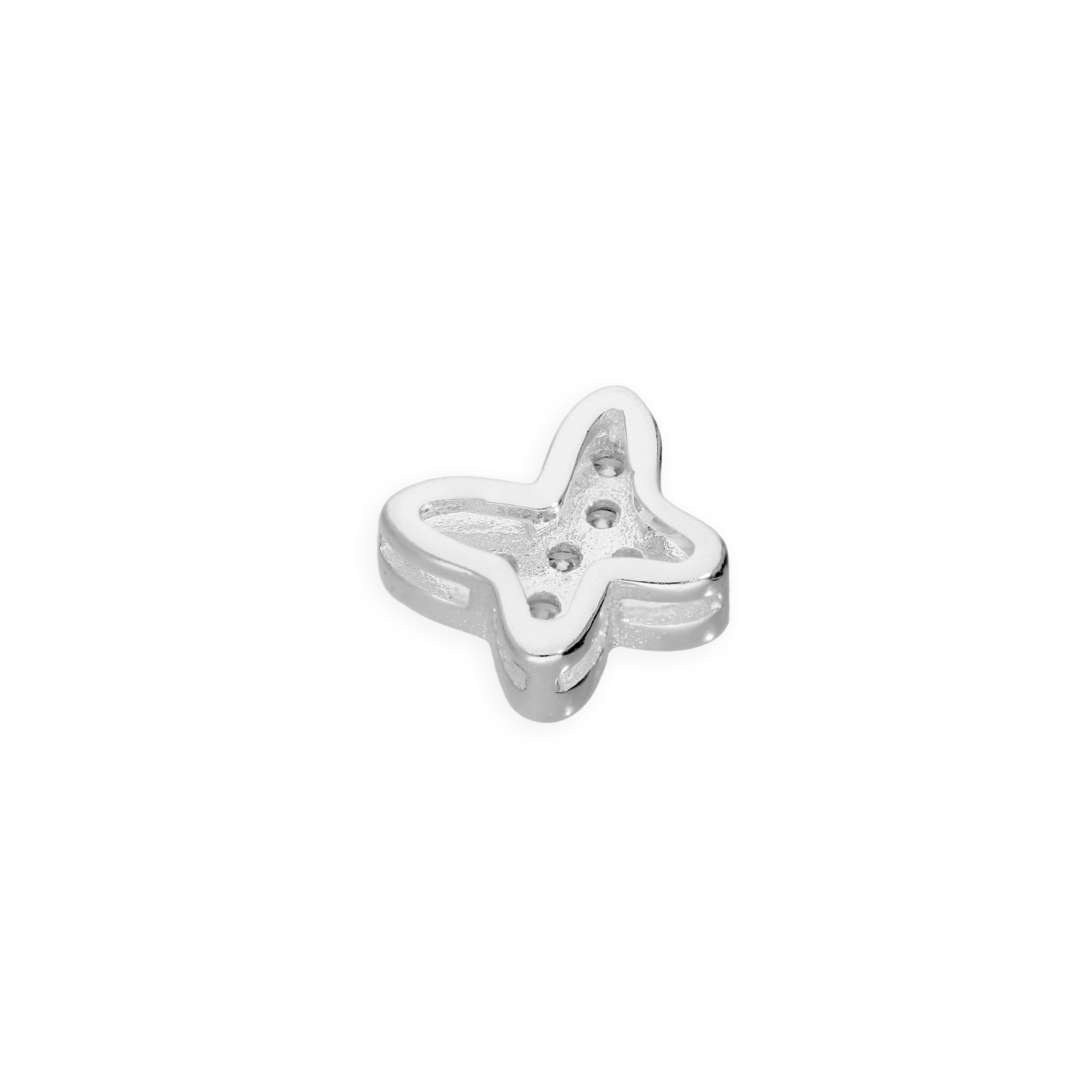 Sterlingsilber & Klar CZ Kristall Schwebend Schmetterling Anhänger