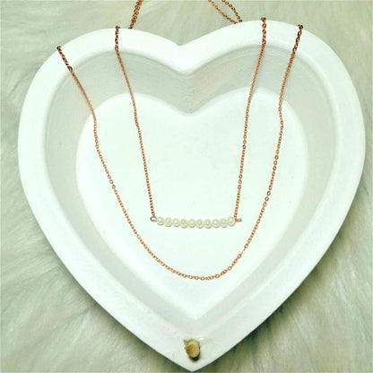 Rose vergoldet Sterling Silber Doppelkette Perlenkette 15 & 18 Zoll