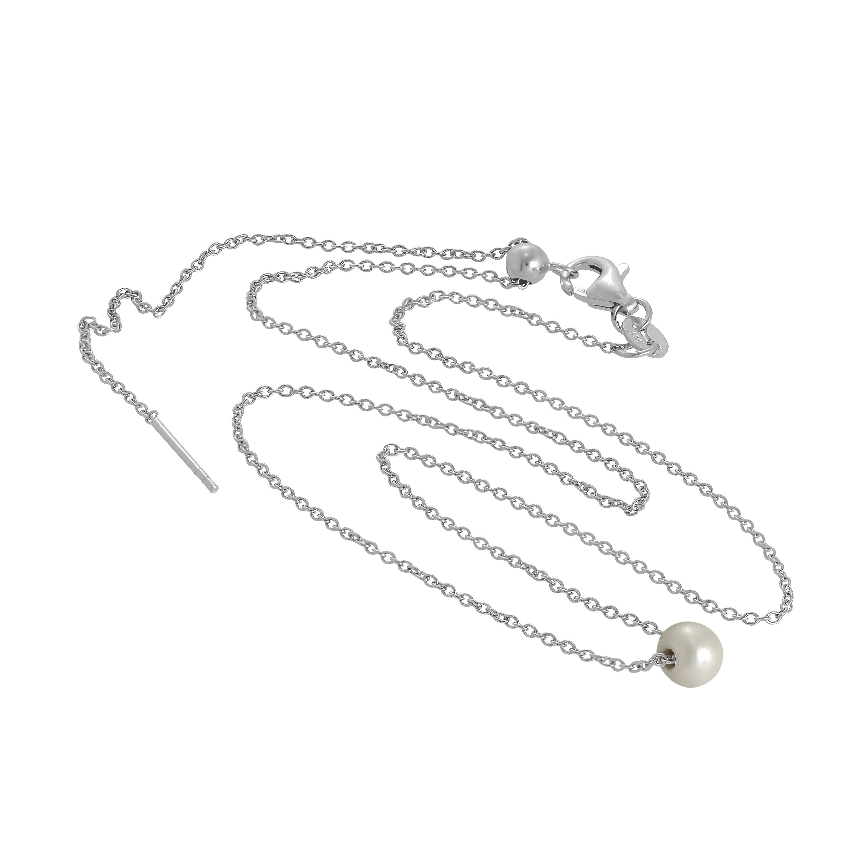 Sterlingsilber Verstellbar Halsband bis 45,5 cm Perle Halskette