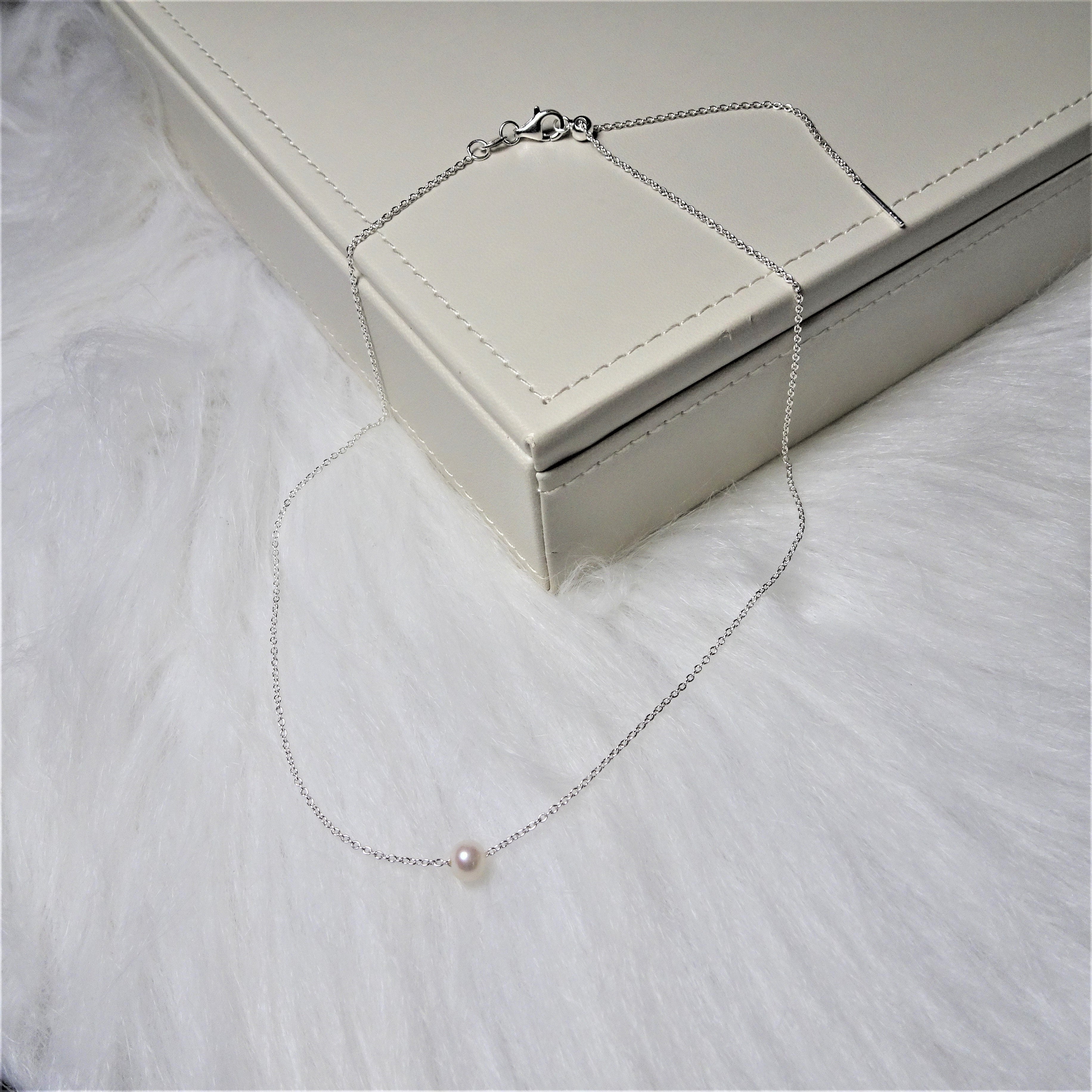 Sterlingsilber Verstellbar Halsband bis 45,5 cm Perle Halskette