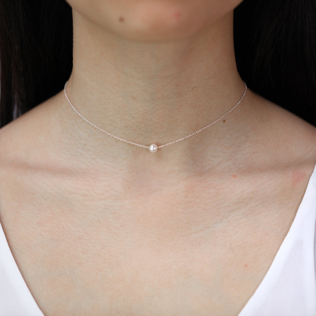 Sterlingsilber Verstellbar Halsband bis 45,5 cm Perle Halskette
