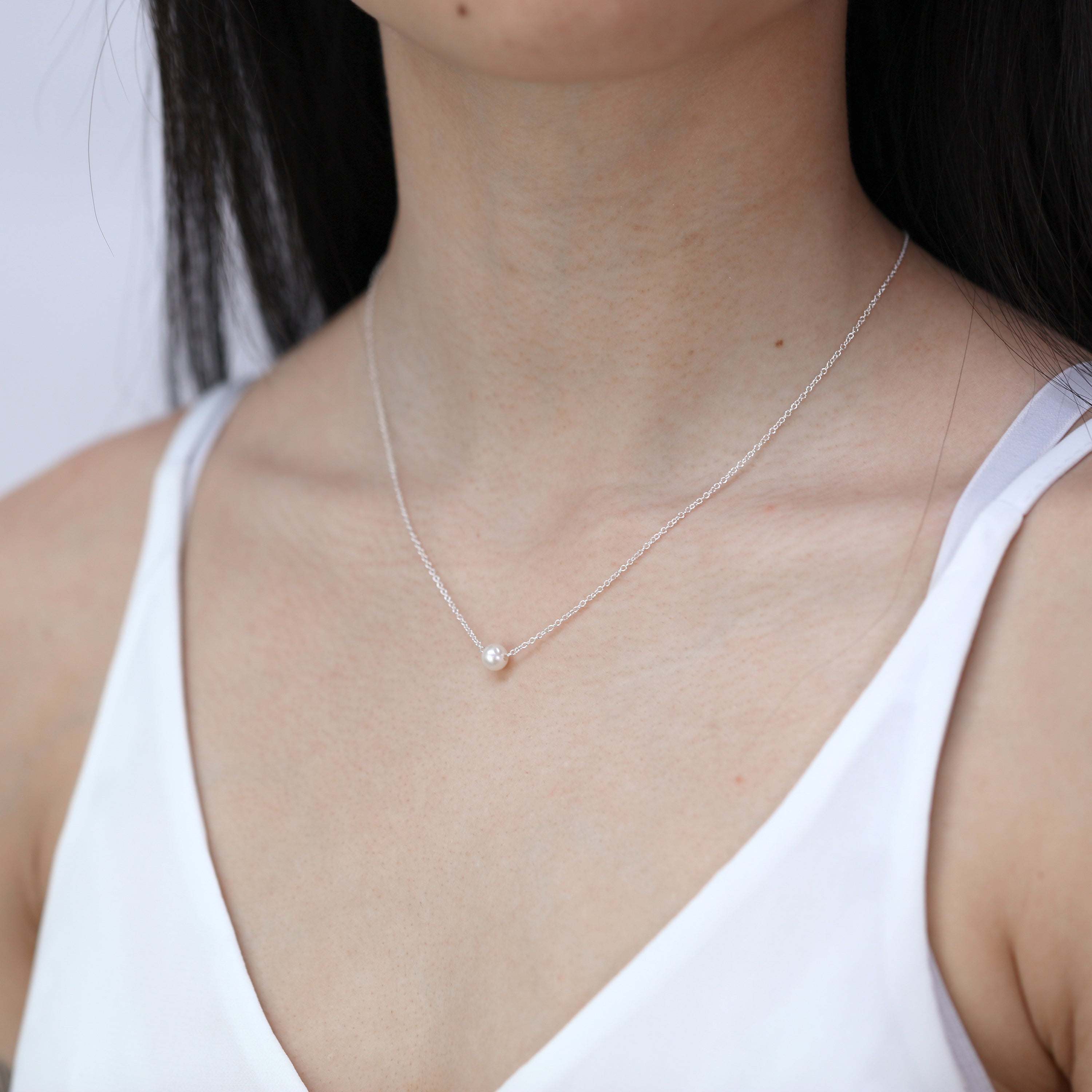 Sterlingsilber Verstellbar Halsband bis 45,5 cm Perle Halskette